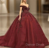 Maroon Wedding Dresses Off Shoulder Prom Dresses
